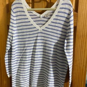 Loft striped white and blue top